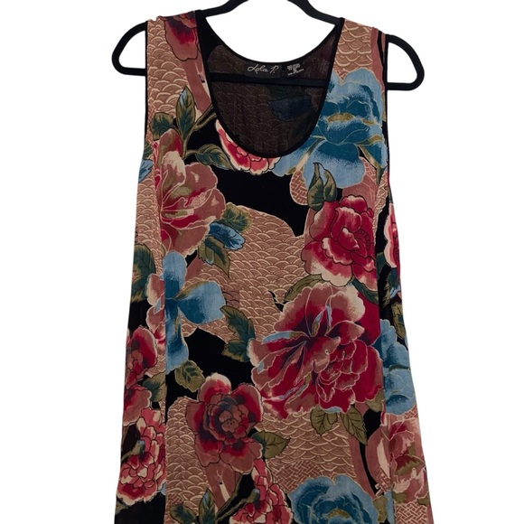 Vintage Lola P Dress Womens Medium Boho Grunge Maxi Floral Hippie Whimsigoth Art - Picture 4 of 11